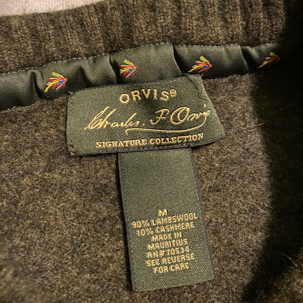 Mens Orvis lambswool/cashmere green sweater